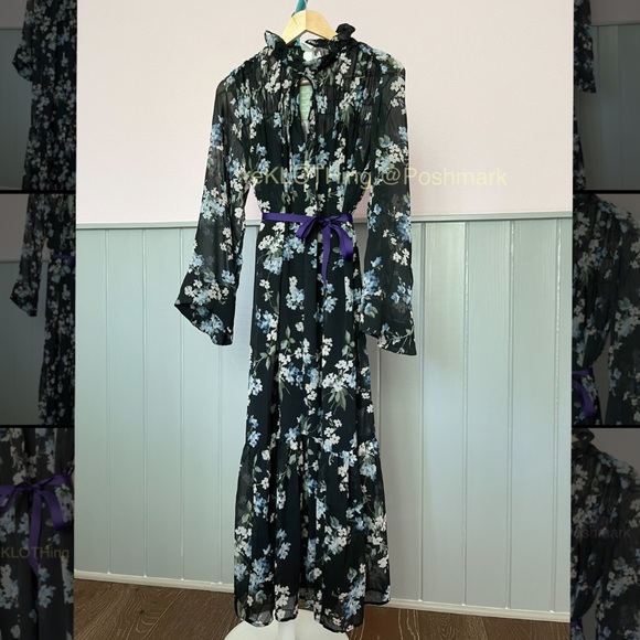 Floral Chiffon H&M Midi DRESS - NWT long sleeved - Picture 7 of 15